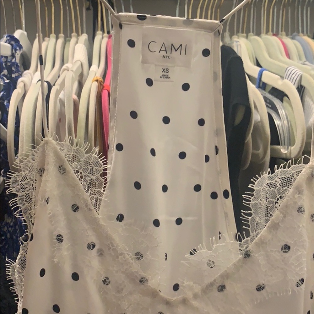 Cami NYC polka dot lace tank